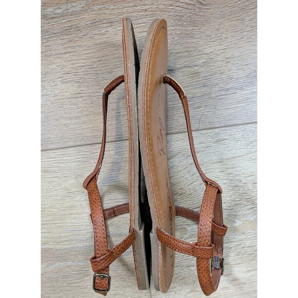 American Rag Krista T-Strap Slingback Thong Sandals Size 7.5 Brown Cognac Simple - Picture 5 of 11